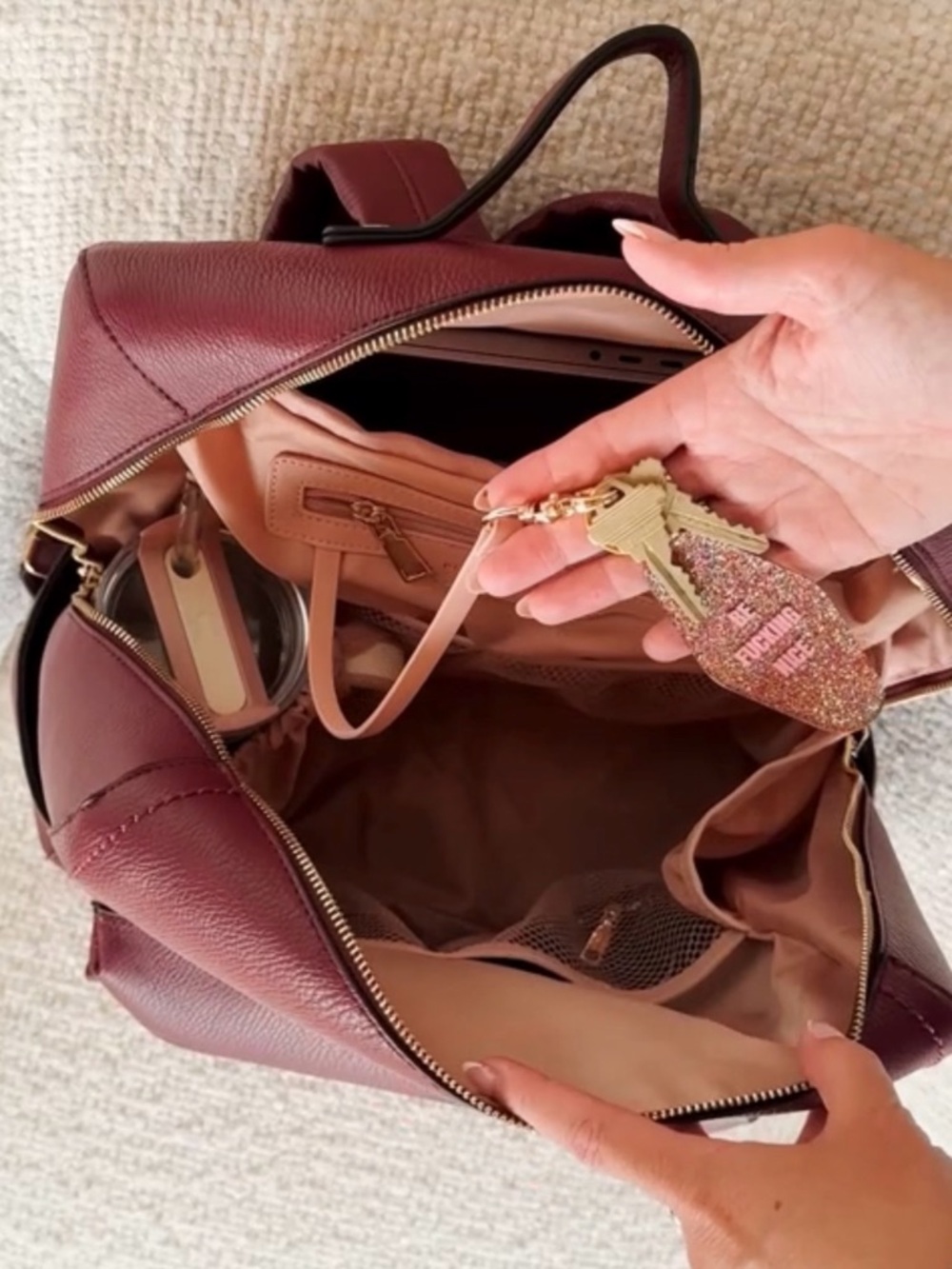 Poppy & Peonies Brand NWT Nomad Backpack in Berry. - Picture 2 of 10